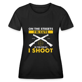 Funny Duck Hunting Design Hunter Hunting Duck Design - Women's Functional T-Shirt - black - Front - AI Model Female 172 light (172cm)
