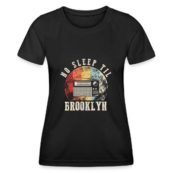 Rétro pas de sommeil jusqu’à Brooklyn Retro Radio Stéréo - T-shirt sport Femme - noir - Devant - AI Model Female 172 light (172cm)