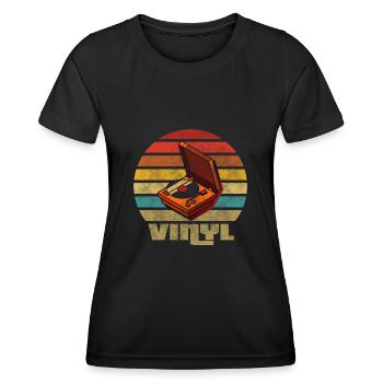 Vinyle Vintage Retro Musique Boîte Disque phonographe - T-shirt sport Femme - noir - Devant - AI Model Female 172 light (172cm)