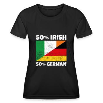 50 Irish 50 German - Women's Functional T-Shirt - black - Front - AI Model Female 172 light (172cm)