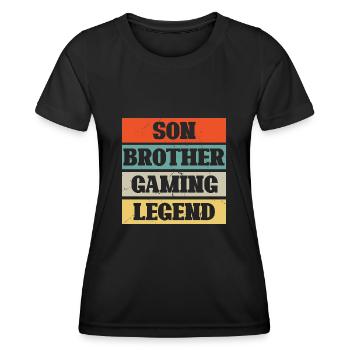 Jeu cadeau - Jeu fils de frère Jeux De Jeu - T-shirt sport Femme - noir - Devant - AI Model Female 172 light (172cm)