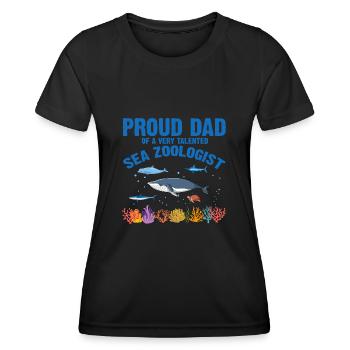 Fier Papa Ichtyologiste Biologiste marin Océan Mer - T-shirt sport Femme - noir - Devant - AI Model Female 172 light (172cm)