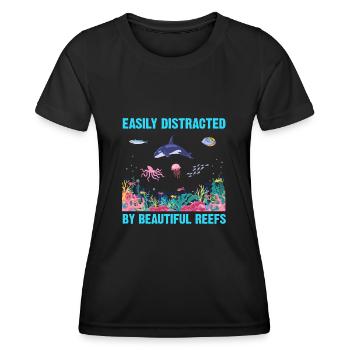 Reefs Ocean Sea Marine Biologist Diving Divers - Women's Functional T-Shirt - black - Front - AI Model Female 172 light (172cm)