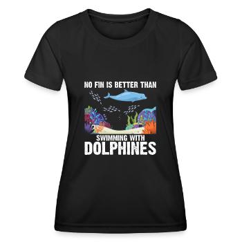 With Dolphins Swimming Dolphin Ocean Sea Mammal - Women's Functional T-Shirt - black - Front - AI Model Female 172 light (172cm)