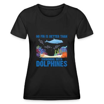 With Dolphins Swimming Dolphin Ocean Sea Mammal - Women's Functional T-Shirt - black - Front - AI Model Female 172 light (172cm)