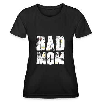 bad mom,mom,graffiti,typo,schrift,icons - Frauen Funktions-T-Shirt - Schwarz - Vorne - AI Model Female 172 light (172cm)
