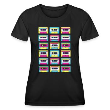 Cadeau original de cassettes classiques roses - T-shirt sport Femme - noir - Devant - AI Model Female 172 light (172cm)