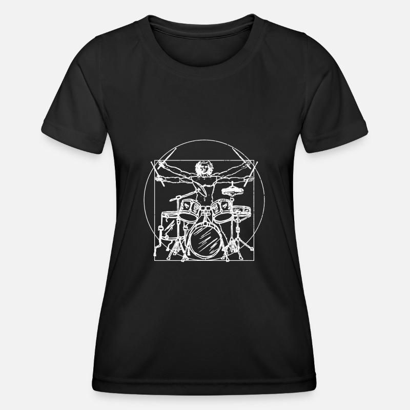 Drum kit gift: Da Vinci drawing - Women's Functional T-Shirt - black