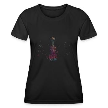 Bunter Geige Musikalische Noten Streichinstrument - Frauen Funktions-T-Shirt - Schwarz - Vorne - AI Model Female 172 light (172cm)