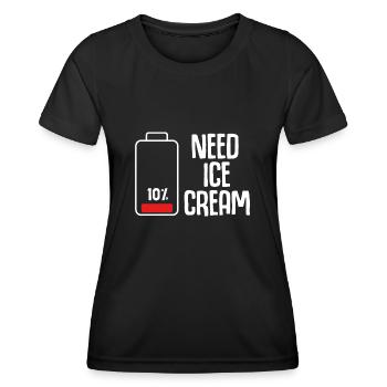 Lustiger Eisdielen Humor bei leerer Batterie - Frauen Funktions-T-Shirt - Schwarz - Vorne - AI Model Female 172 light (172cm)
