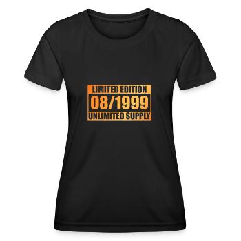Édition Limitée 25ème Anniversaire - ꝏ Approvisionnement 08/1999 - T-shirt sport Femme - noir - Devant - AI Model Female 172 light (172cm)