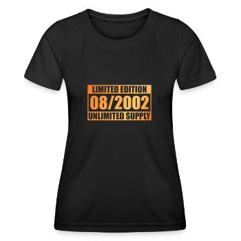 22ème Anniversaire Edition Limitée - ꝏ Approvisionnement 08/2002 - T-shirt sport Femme - noir - Devant - AI Model Female 172 light (172cm)