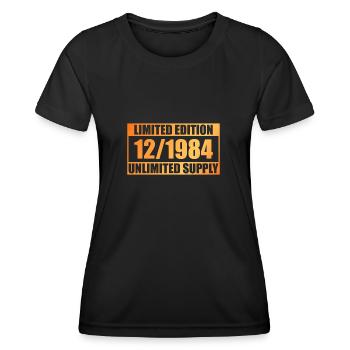 40. Geburtstag Limited Edition - ꝏ Supply 12/1984 - Frauen Funktions-T-Shirt - Schwarz - Vorne - AI Model Female 172 light (172cm)
