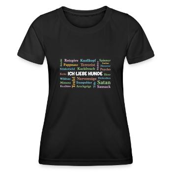 J’adore les chiens (la plupart du temps) - T-shirt sport Femme - noir - Devant - AI Model Female 172 light (172cm)