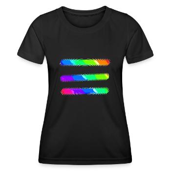 Lignes | Lignes ondulées | symboles | Modèle - T-shirt sport Femme - noir - Devant - AI Model Female 172 light (172cm)