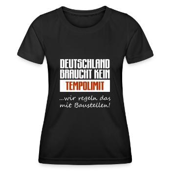 Deutschland Tempolimit Verkehr Auto LKW Fahrlehrer - Frauen Funktions-T-Shirt - Schwarz - Vorne - AI Model Female 172 light (172cm)