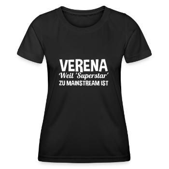 First name Verena - Women's Functional T-Shirt - black - Front - AI Model Female 172 light (172cm)