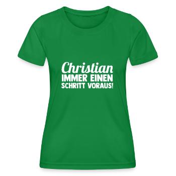 First name Chris Christian - Women's Functional T-Shirt - kelly green - Front - AI Model Female 172 dark (172cm)