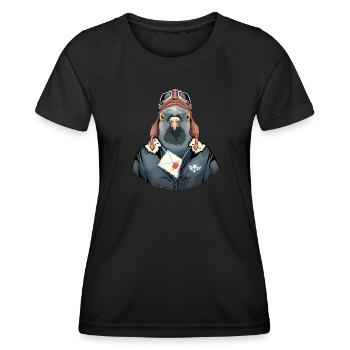 Postbotentaube - Frauen Funktions-T-Shirt - Schwarz - Vorne - AI Model Female 172 light (172cm)