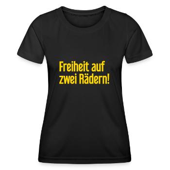 Freedom on Two Wheels - Cyclist Design - Women's Functional T-Shirt - black - Front - AI Model Female 172 light (172cm)