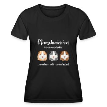Meerschweinchen sind wie Kartoffelchips - Frauen Funktions-T-Shirt - Schwarz - Vorne - AI Model Female 172 light (172cm)
