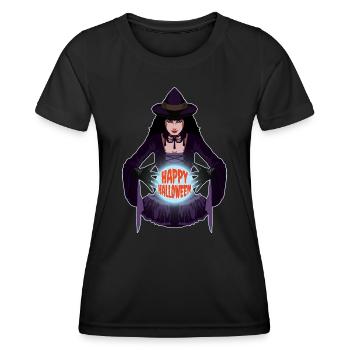 Scary Witch Crystal Ball Happy Halloween Costume - Women's Functional T-Shirt - black - Front - AI Model Female 172 light (172cm)