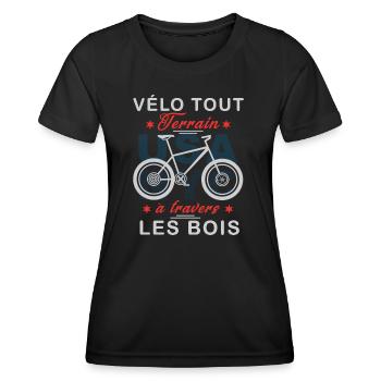 Vélo tout terrain à travers les bois - T-shirt sport Femme - noir - Devant - AI Model Female 172 light (172cm)