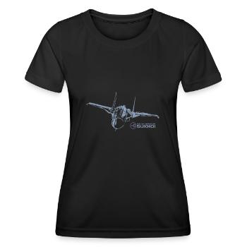 Sukhoi Pilot Flugzeug Geschenk Russland Aviator - Frauen Funktions-T-Shirt - Schwarz - Vorne - AI Model Female 172 light (172cm)
