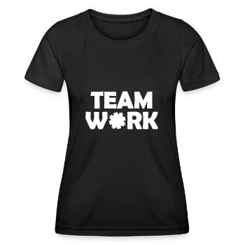 Travail d’Équipe - T-shirt sport Femme - noir - Devant - AI Model Female 172 light (172cm)