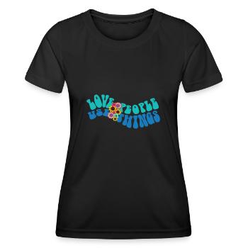 LOVE PEOPLE USE THINGS - Frauen Funktions-T-Shirt - Schwarz - Vorne - AI Model Female 172 light (172cm)