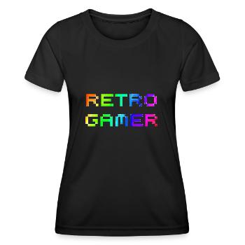 Retro Gamer | Videospiel | Gamer | Nerd - Frauen Funktions-T-Shirt - Schwarz - Vorne - AI Model Female 172 light (172cm)