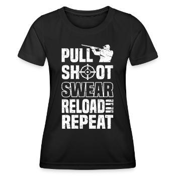 Wurfscheibenschießen | Skeet Sportschütze Geschenk - Frauen Funktions-T-Shirt - Schwarz - Vorne - AI Model Female 172 light (172cm)