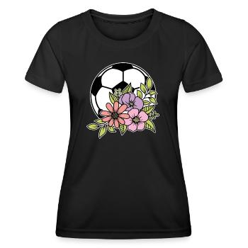 Frauen Mädchen Fußball Blumen Fußballspielerinnen - Frauen Funktions-T-Shirt - Schwarz - Vorne - AI Model Female 172 light (172cm)