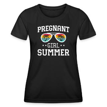 Schwangeres Mädchen Sommer Strand Schwangerschaftsankündigung - Frauen Funktions-T-Shirt - Schwarz - Vorne - AI Model Female 172 light (172cm)