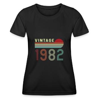 1982 Jahrgang geboren Vintage Geburtstag Retro - Frauen Funktions-T-Shirt - Schwarz - Vorne - AI Model Female 172 light (172cm)