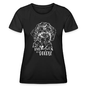 Aimé par un chien gribouillant disant chiens Wilsigns - T-shirt sport Femme - noir - Devant - AI Model Female 172 light (172cm)