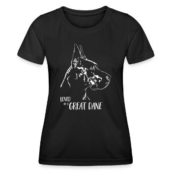 Aimé par un grand chien danois disant chiens Wilsigns - T-shirt sport Femme - noir - Devant - AI Model Female 172 light (172cm)