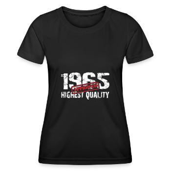 Né en 1965, né en 1965, très en forme et actif - T-shirt sport Femme - noir - Devant - AI Model Female 172 light (172cm)