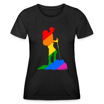 Bunter Wanderer - Wandern - Frauen Funktions-T-Shirt - Schwarz - Vorne - AI Model Female 172 light (172cm)