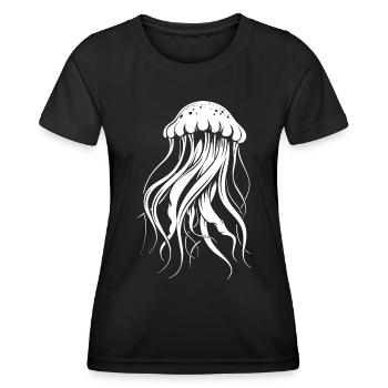 Qualle mit Tentakeln, Meeresbewohner - Frauen Funktions-T-Shirt - Schwarz - Vorne - AI Model Female 172 light (172cm)