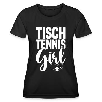 Table tennis girl saying with table tennis bat - Women's Functional T-Shirt - black - Front - AI Model Female 172 light (172cm)