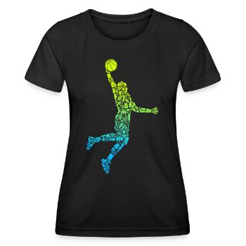 Basketballer Symbole Dunking Jungen Basketball - Frauen Funktions-T-Shirt - Schwarz - Vorne - AI Model Female 172 light (172cm)