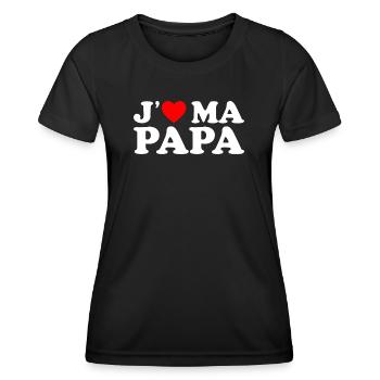 J'aime Mon Papa Cadeau Fête des Pères Coeur Rouge - T-shirt sport Femme - noir - Devant - AI Model Female 172 light (172cm)