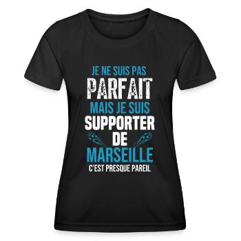 Marseille Foot Marseille Fangeschenk - Frauen Funktions-T-Shirt - Schwarz - Vorne - AI Model Female 172 light (172cm)