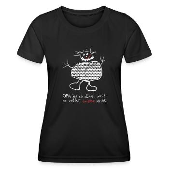 Opa ist so dick, weil er voller Liebe steckt - Frauen Funktions-T-Shirt - Schwarz - Vorne - AI Model Female 172 light (172cm)