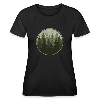Wald Natur Bäume Wildnis Outdoor Wandern - Frauen Funktions-T-Shirt - Schwarz - Vorne - AI Model Female 172 light (172cm)