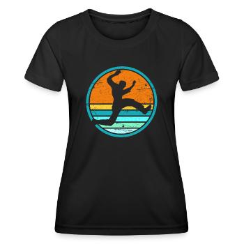 Retro Parkour Runner Freerunning Parkour Runner - T-shirt sport Femme - noir - Devant - AI Model Female 172 light (172cm)