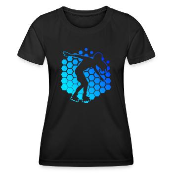 Men's Roller Skating Roller Skates Roller Skating - Women's Functional T-Shirt - black - Front - AI Model Female 172 light (172cm)