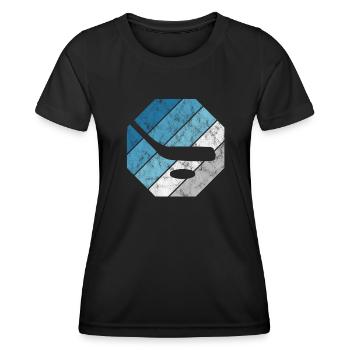 Ice Hockey Ice Hockey Retro Skates Puck Ice - Women's Functional T-Shirt - black - Front - AI Model Female 172 light (172cm)