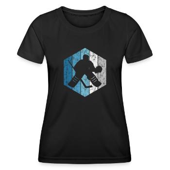 Ice Hockey Ice Hockey Retro Skates Puck Ice - Women's Functional T-Shirt - black - Front - AI Model Female 172 light (172cm)